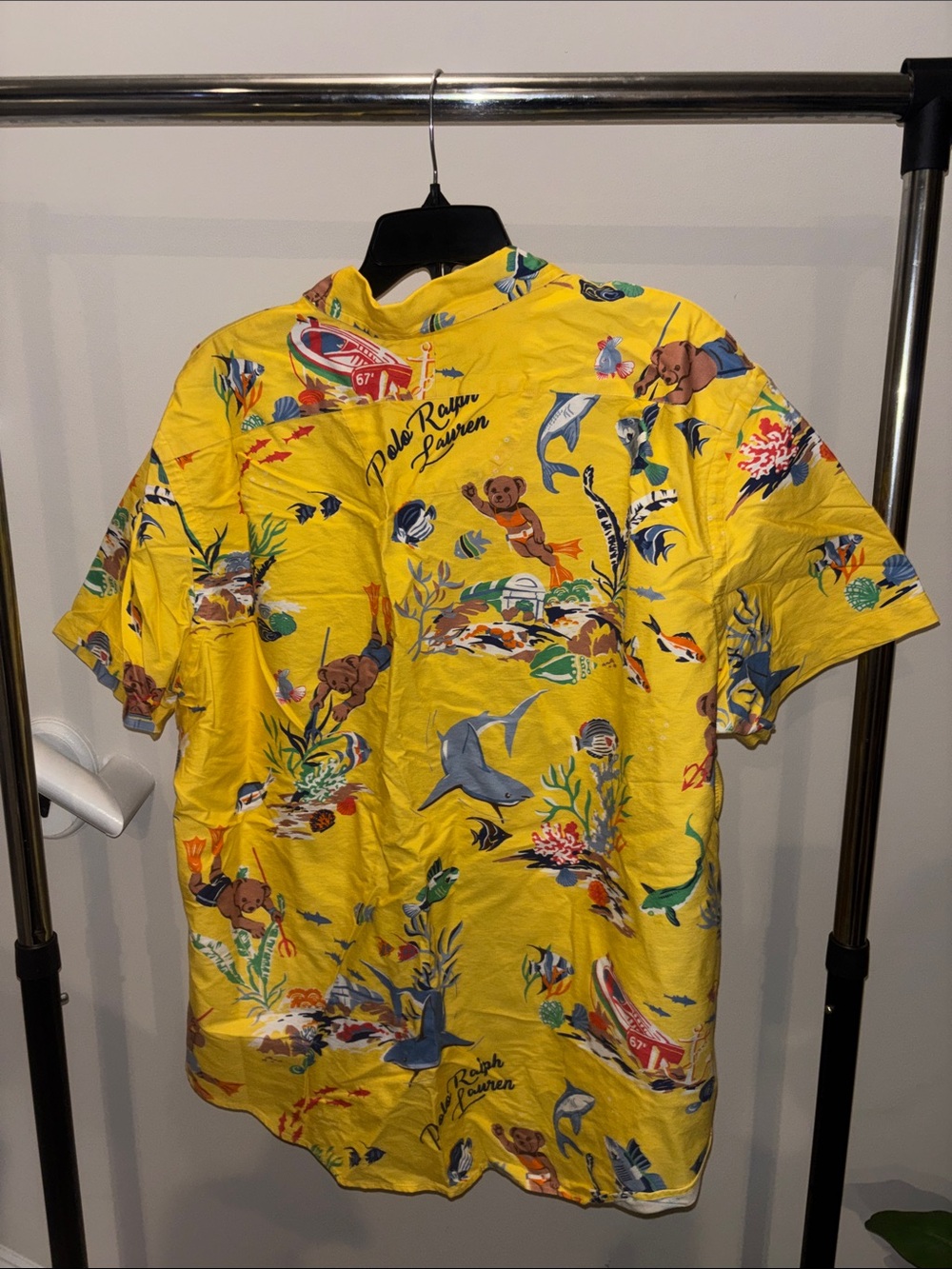 Polo by Ralph Lauren Yellow Tropical Print Short-Sleeve Button-Down Shirt - Picture 2 of 3